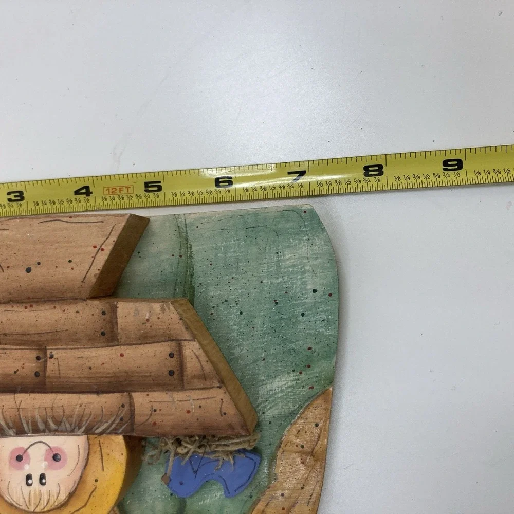 Vtg Country Handmade Mary Joseph Baby Jesus Major Nativity Wooden Handpainted - Picture 8 of 9